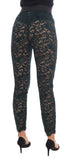 Pantaloni Leggings in pizzo floreale verde Dolce & Gabbana - IT38-XS