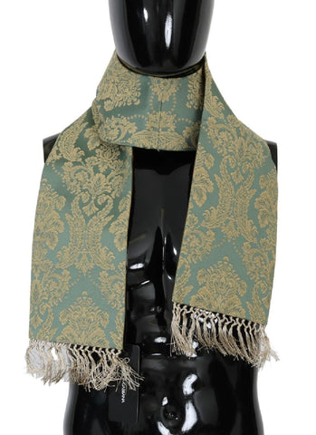 Sciarpa in cotone jacquard verde oro Dolce & Gabbana