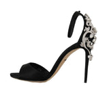 Sandali di cristallo Dolce & Gabbana nero con cinturino alla caviglia- eu41-us10.5