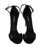 Sandali di cristallo Dolce & Gabbana nero con cinturino alla caviglia- eu41-us10.5