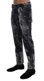 Pantalone slim elasticizzato in cotone a foglia di banano nero Dolce & Gabbana-it52-xl