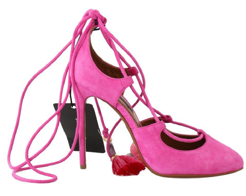 Scarpe con tacco cinturino alla caviglia in nappa scamosciata rosa e gabbana- eu35-us4.5