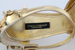 Scarpe con tacco con borchie floreali in pelle oro Dolce & Gabbana- eu36-us5.5