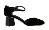 Dolce & Gabbana in velluto nero Mary Janes Shoes- eu40-us9.5