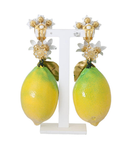 Clip floreale sugli orecchini di cristallo dorato LIMONE D&G