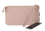 Portafoglio clutch da toilette con cerniera da polso in pelle rosa D&G