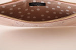 Portafoglio clutch da toilette con cerniera da polso in pelle rosa D&G