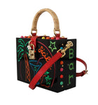 Portamonete SICILY BARP BOX in pelle chiara LED nera Dolce & Gabbana