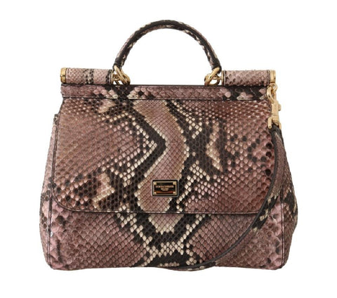 SICILY Borsa in pelle di serpente rosa pitone Dolce & Gabbana