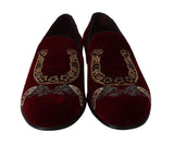 Mocassini in velluto bordeaux ferro di cavallo pistola D&G-EU39/US6