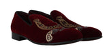 Mocassini in velluto bordeaux ferro di cavallo pistola D&G-EU39/US6