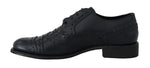 Scarpe eleganti formali derby a punta in pelle blu D&G-EU40/US7