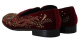 Mocassini con paillettes in cristallo di velluto rosso D&G-EU42/US9