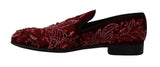 Mocassini con paillettes in cristallo di velluto rosso D&G-EU45/US12