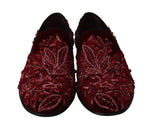 Mocassini con paillettes in cristallo di velluto rosso D&G-EU45/US12