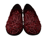 Mocassini con paillettes in cristallo di velluto rosso D&G-EU42/US9