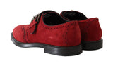 Scarpe eleganti in pelle scamosciata bordeaux rosse D&G-EU43/US10