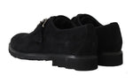 Scarpe formali con monkstrap in pelle scamosciata nere D&G-EU43/US10