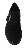 Scarpe formali con monkstrap in pelle scamosciata nere D&G-EU43/US10