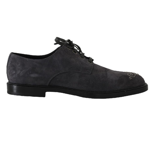 Scarpe derby classiche in pelle scamosciata grigie D&G-EU45/US12