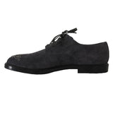 Scarpe derby classiche in pelle scamosciata grigie D&G-EU45/US12