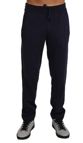 Pantaloni sportivi casual blu 100% seta Dolce & Gabbana-IT50 - L