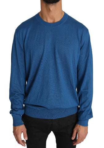 Pullover con logo DG 100% cashmere blu Dolce & Gabbana-IT52 - XL