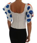 Top bustier corsetto in seta bianco a pois Dolce & Gabbana-IT38-XS