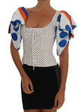 Top bustier corsetto in seta bianco a pois Dolce & Gabbana-IT38-XS