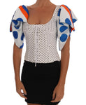 Top bustier corsetto in seta bianco a pois Dolce & Gabbana-IT42-M