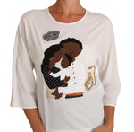 T-shirt di cristallo dgfamily in seta bianca Dolce & Gabbana-IT44-L