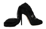 Tacchi a stivaletti in pizzo floreale nero Dolce & Gabbana-EU40/US9.5