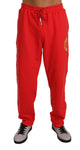 Pantaloni tuta in cotone rosso Billionaire Italian Couture-XL