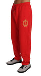 Pantaloni tuta in cotone rosso Billionaire Italian Couture-XL