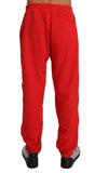 Pantaloni tuta in cotone rosso Billionaire Italian Couture-XL