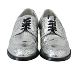 Scarpe brogue lucide a specchio in pelle argento D&G-EU36/US5.5