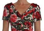 Abito tubino rose rosse in seta elasticizzata D&G-IT36 - XS