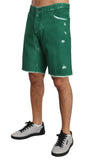 Shorts sopra le ginocchia con logo in cotone verde denim D&G-IT58 - 3XL