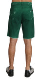 Shorts sopra le ginocchia con logo in cotone verde denim D&G-IT58 - 3XL