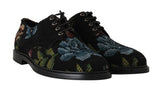 Scarpe stringate derby in broccato floreale nero D&G-EU43/US10