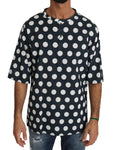 T-shirt Henley a pois in cotone blu Dolce & Gabbana-IT48 - M