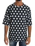 T-shirt Henley a pois in cotone blu Dolce & Gabbana-IT48 - M