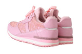 Sneakers in pelle con pizzo floreale rosa Dolce & Gabbana-EU35/US4.5