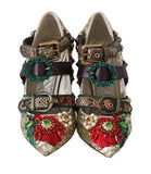 Talloni con borchie in cristallo con paillettes dorate D&G-EU36/US5.5