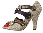 Talloni con borchie in cristallo con paillettes dorate D&G-EU36/US5.5