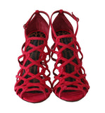 Scarpe con tacco a spillo e cinturino in camoscio rosso D&G-EU36.5/US6