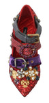 Scarpe con tacchi e borchie in cristallo rosso con paillettes D&G-EU36