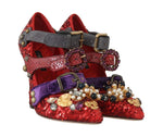 Scarpe con tacchi e borchie in cristallo rosso con paillettes D&G-EU36