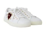 Sneakers in pelle bianca con cuore rosso oro D&G-EU35/US4.5