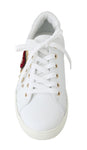 Sneakers in pelle bianca con cuore rosso oro D&G-EU35/US4.5